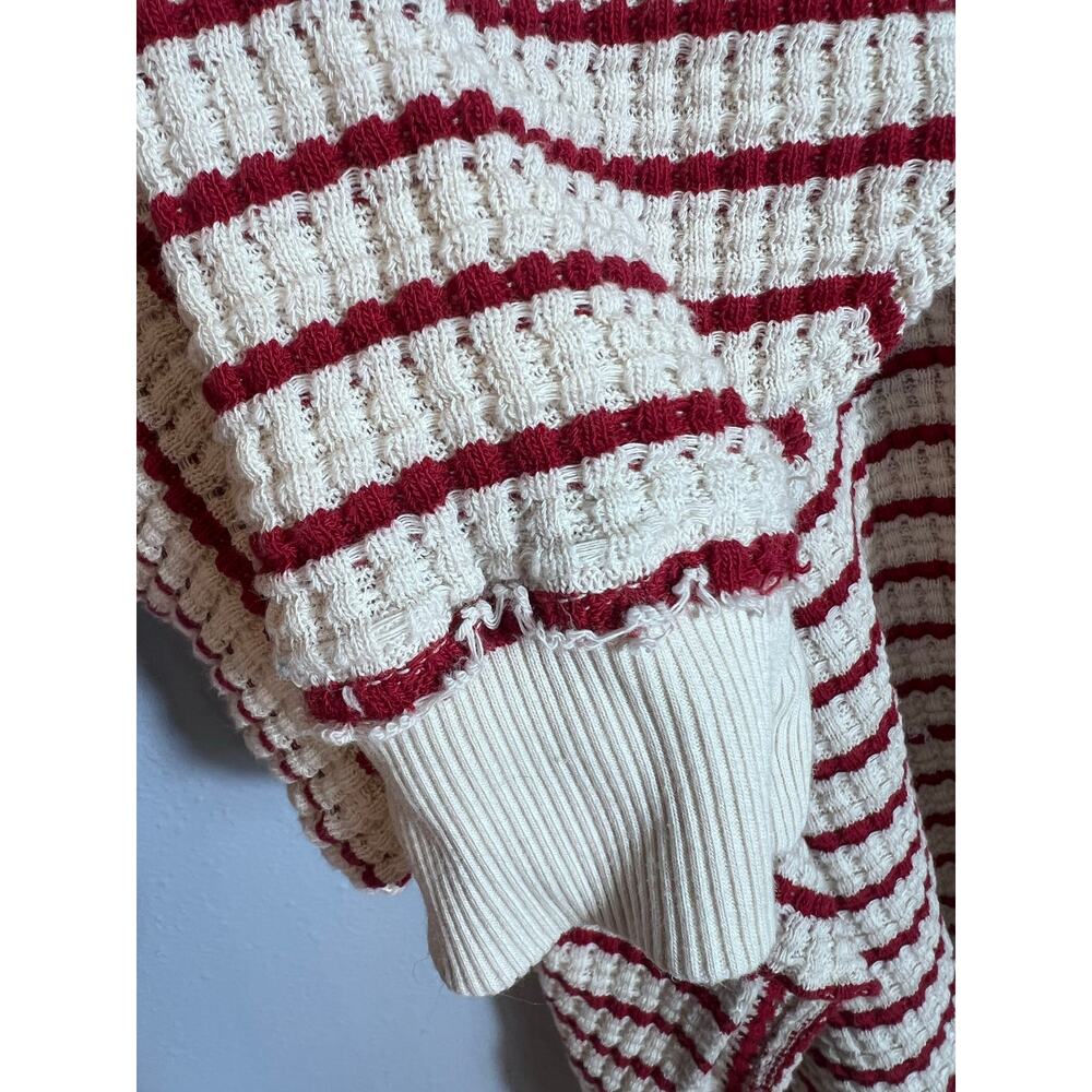 American Eagle Oversized Slouchy Waffle Knit Ribbed Striped Pullover Soft Cozy - Picture 5 of 10